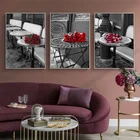 Современная Красная роза цветок Кофе стол черный, белый цвет пейзаж Скандинавская Картина на холсте настенные картины Спальня Гостиная домашний декор