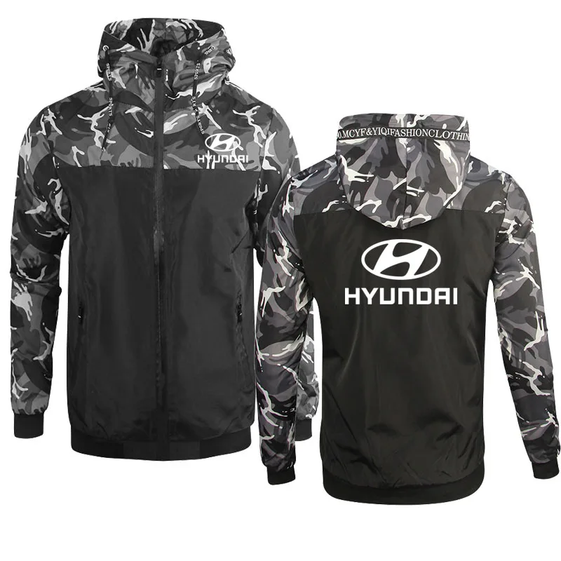 

Men's Hoodie Hyundai Motor Car Logo Print Casual Hip Hop Harajuku Camouflage Sweatshirts Mens zipper Jacket Hoody Clothes