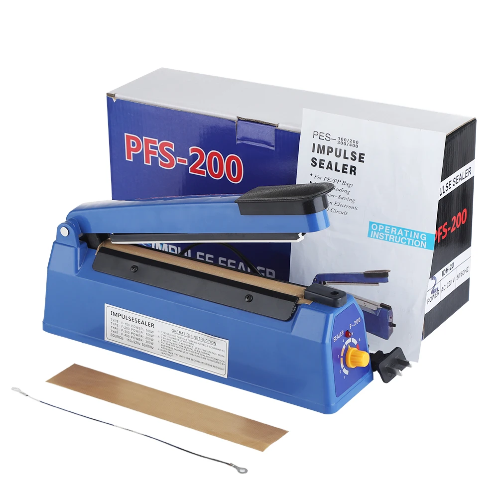

100/200mm Impulse Sealer Heat Sealing Machine Manual Impulse Heat Sealer Bag Machine Kitchen Appliances Vacuum Food Sealers