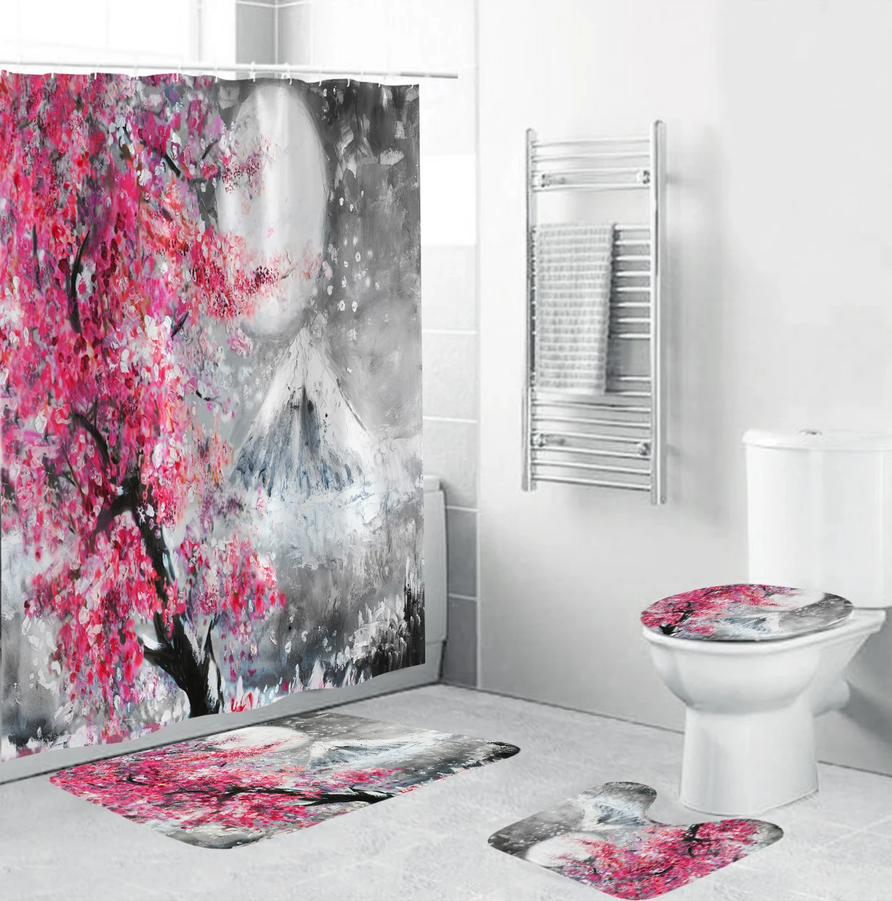 Вишневые деревья на креплении ткань с принтом Fuji занавеска для душа ванной