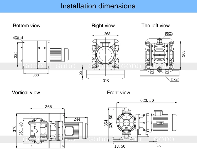 

DBY3-25A Stainless Steel 316 Electric Diaphragm Pump High Quality With TF Diaphragm