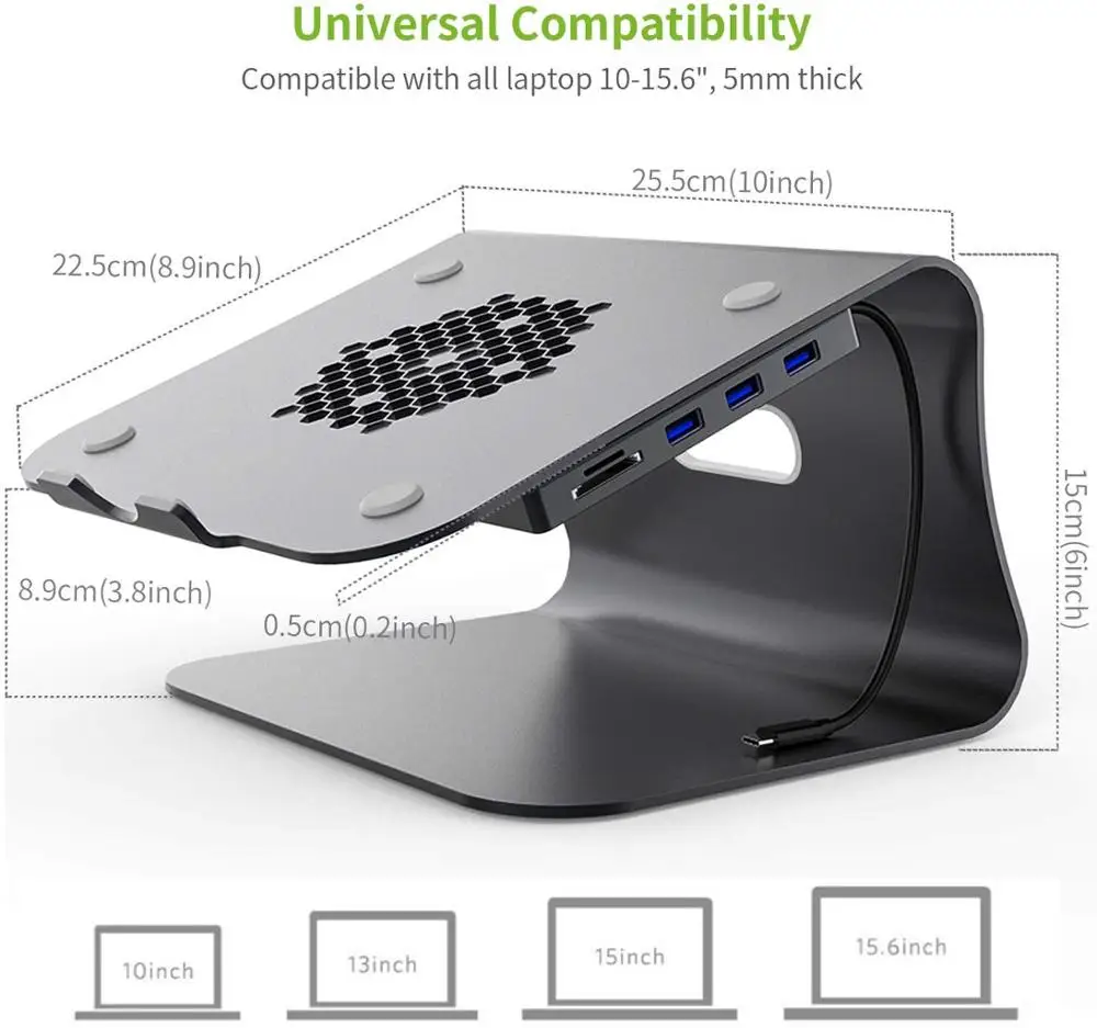 Алюминиевая Подставка для ноутбука с USB 3 0 концентратором и SD кард ридером