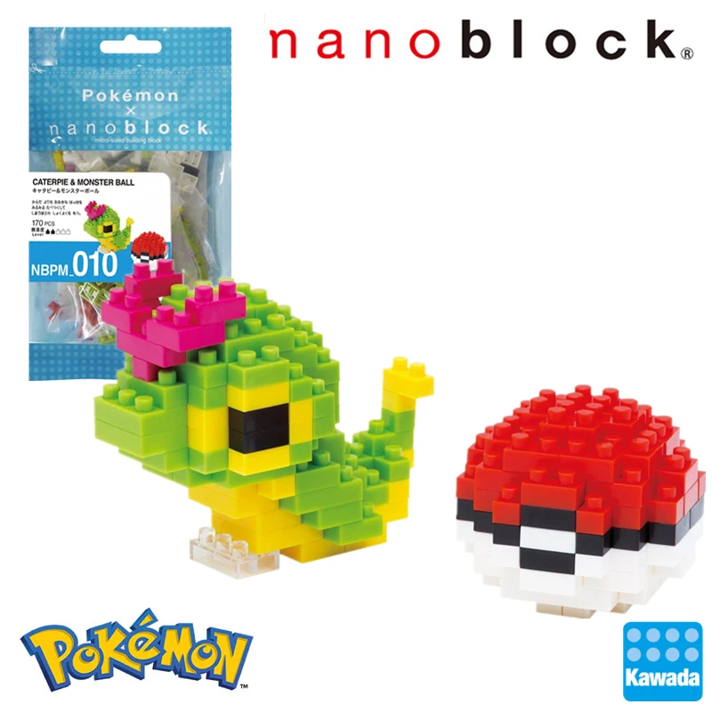 Nanoblock Покемон Пикачу NBPM-010 гусеница и монстербол 170 шт аниме мультфильм Алмаз