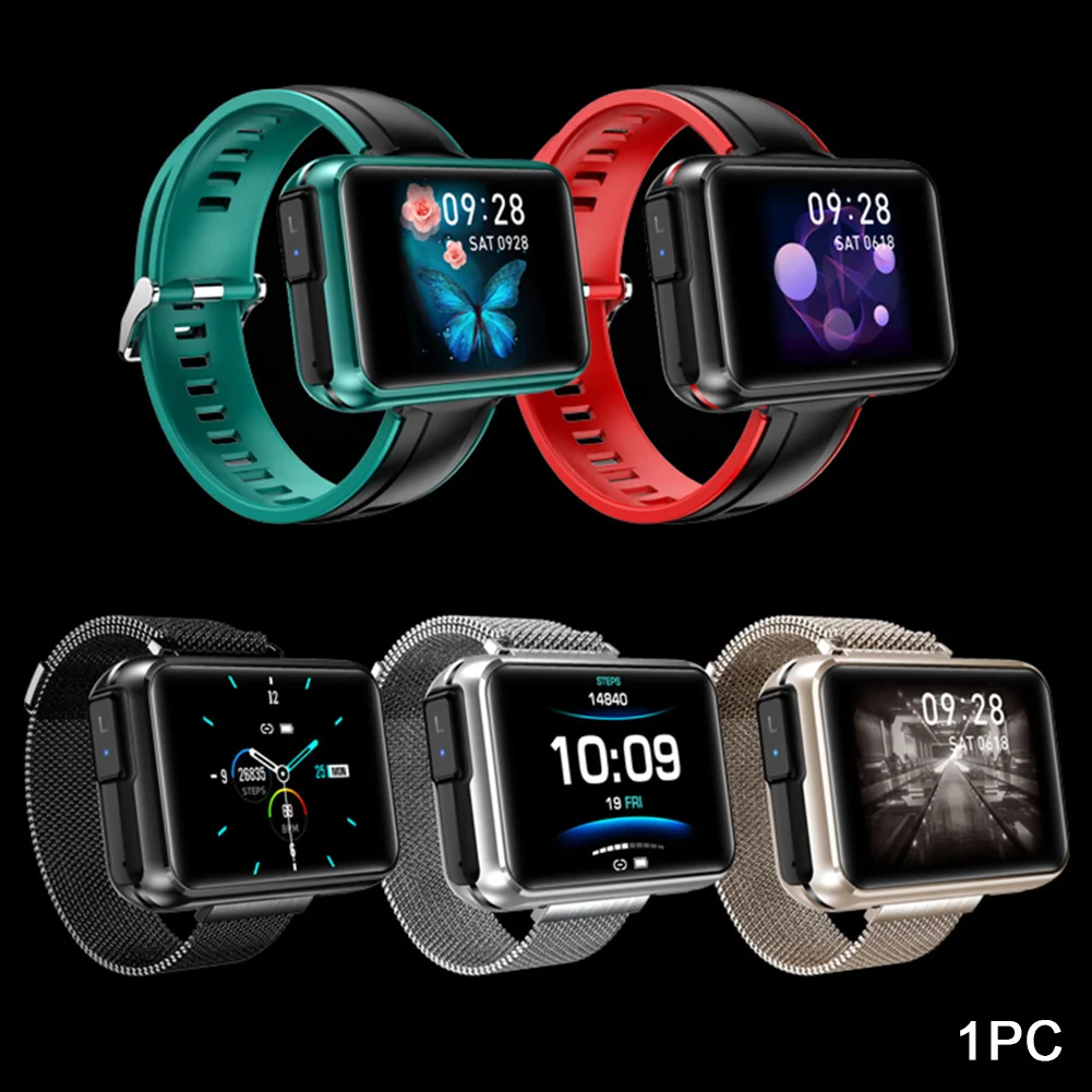 

T91 Running TWS Wireless Earphone Fitness Tracker Touch Control 1.4 Inch Heart Rate Monitor 2 In 1 Smart Bracelet Bluetooth 5.0