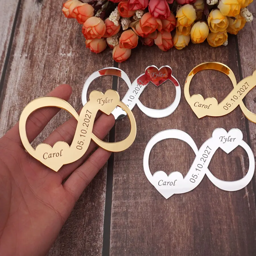 30 шт. на заказ 10 см символ бесконечности акриловые зеркальные бирки Мемориальный