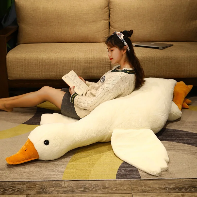 Giant Simulation Big Wings Duck Plush Long Pillow Toy Soft Stuffed Big Bird Hug Cuddly Wild Goose Doll for Kids Birthday Gift