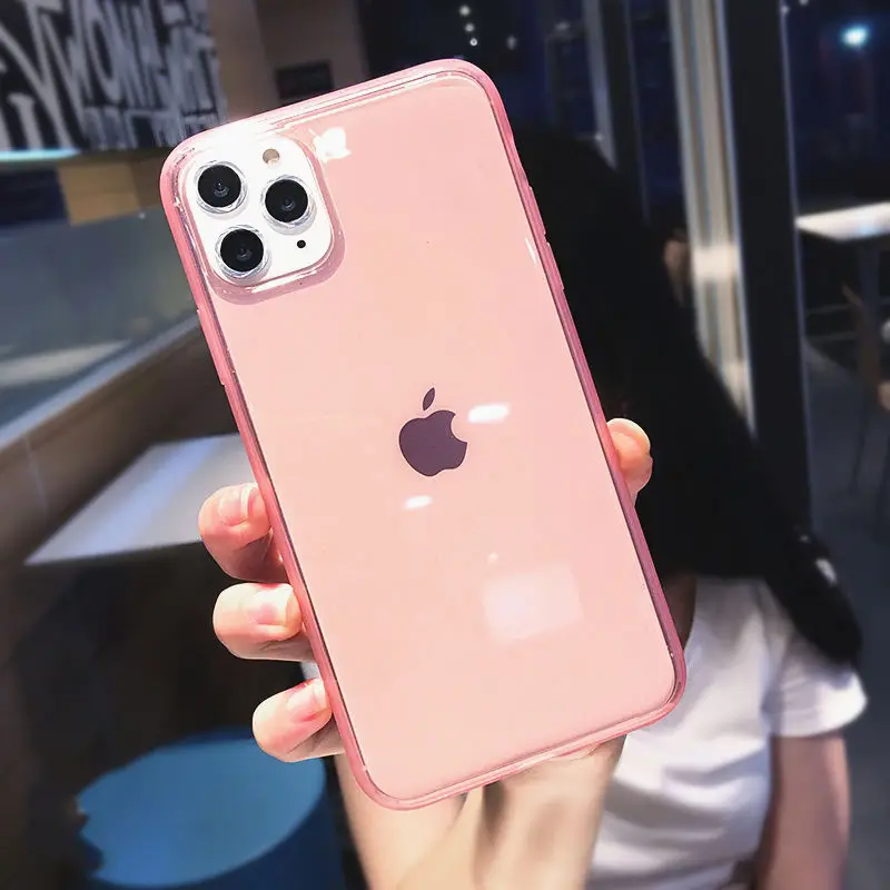 Прозрачный цветной противоударный чехол рамка для телефона iPhone 12 11 Pro Max X XR XS 8 7 6S