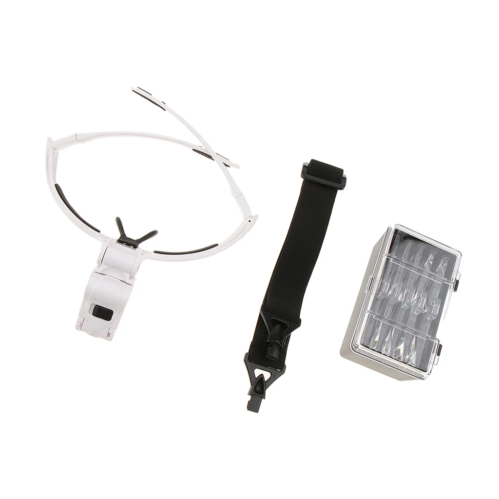 

Headband Head-Mounted 2 Super LED Light Magnifier 5 Interchangeable Loupe