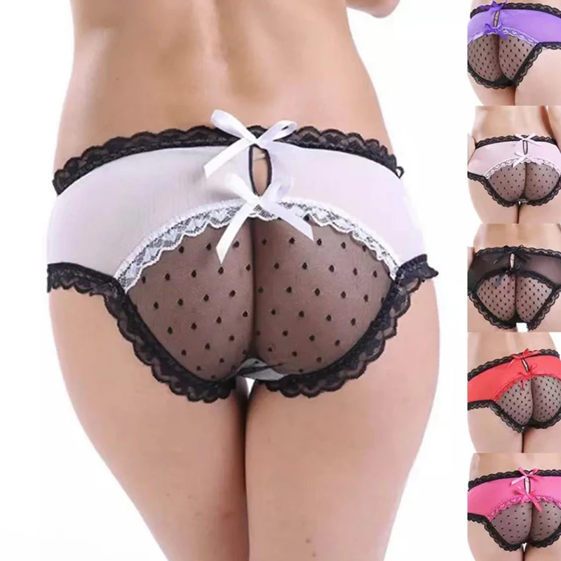 

Fashion New Ladies Sexy Low Waist Briefs Lace Open Thong Solid Slim Briefs Breathable Thong