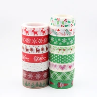 1pc 15mm10m merry christmas washi tapes santa claus snowman christmas stocking snowflakes reindeer masking decorative tapes