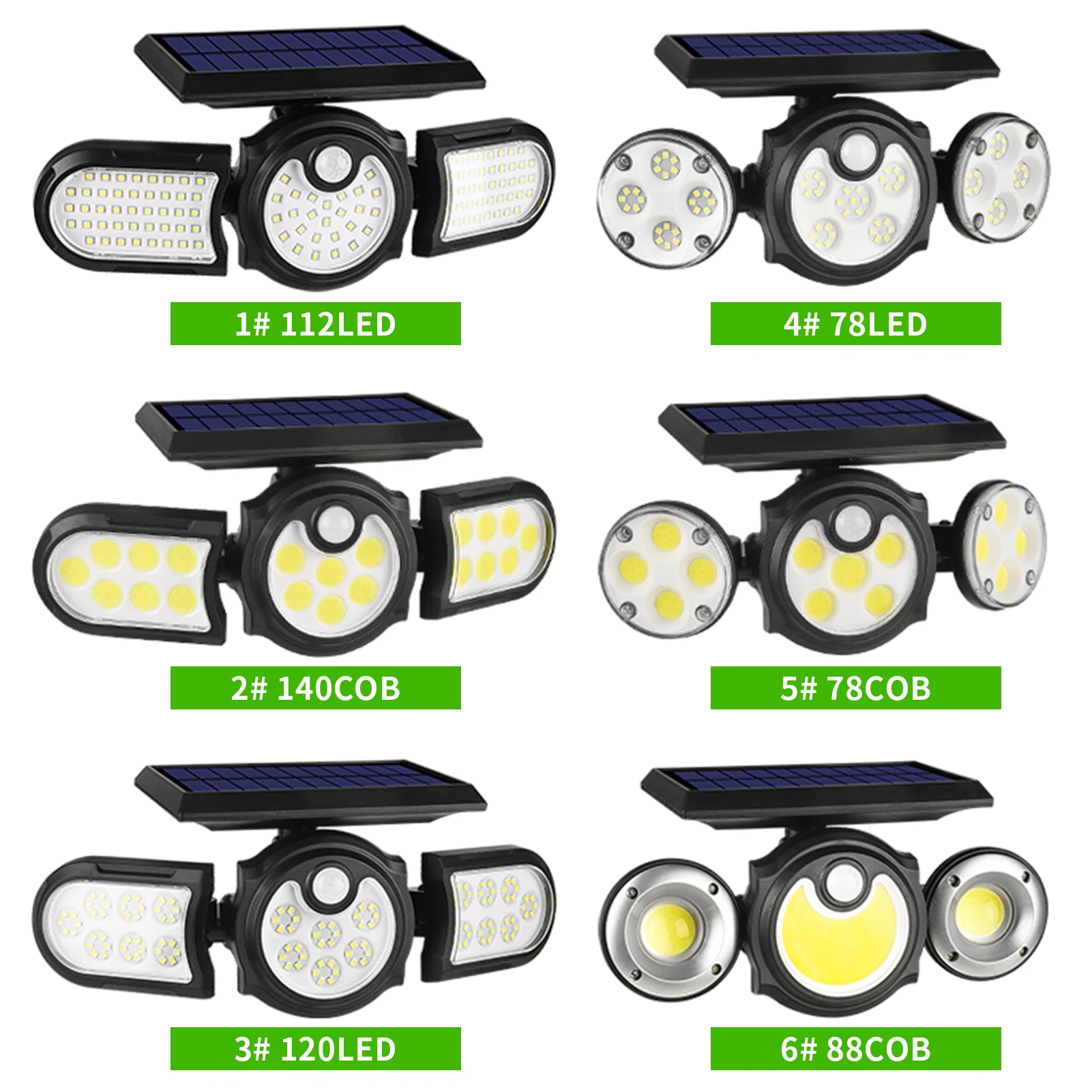 Настенные светильники на солнечной батарее 120 светодиодов 3 головки индукция