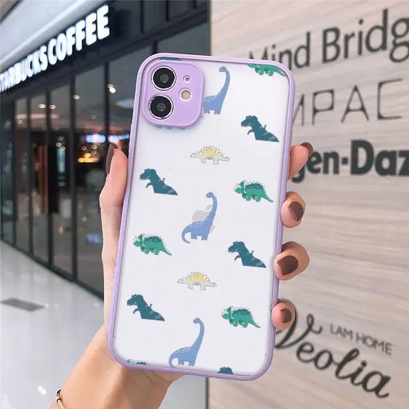 

Cute little dinosaur cartoon animal Phone Cases matte transparent For iphone 7 8 11 12 plus mini x xs xr pro max cover
