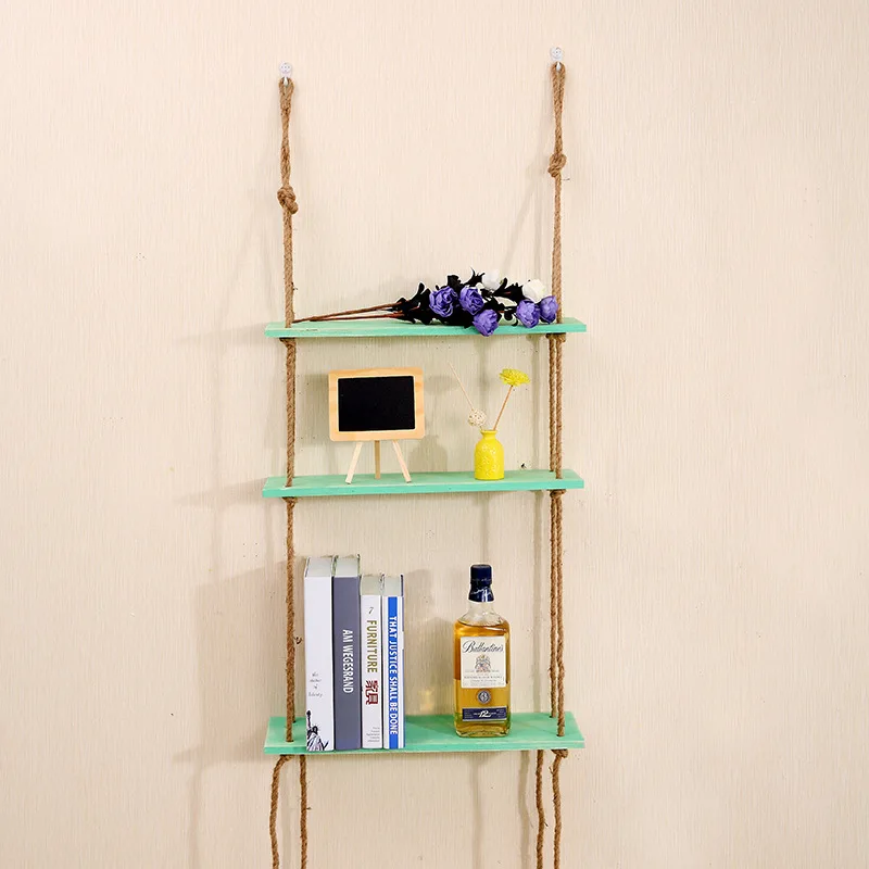 Скандинавская деревянная подвесная полка веревка для качелей плавающие полки