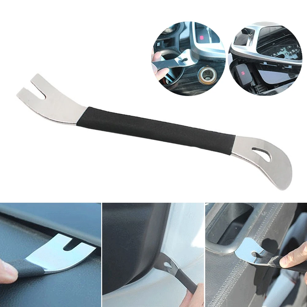 

Car Trim Removal Tool Stainless Steel Trim Puller Pry Bar Dual Ends Pry Tools for Door Panel Audio Terminal Fastener Remover