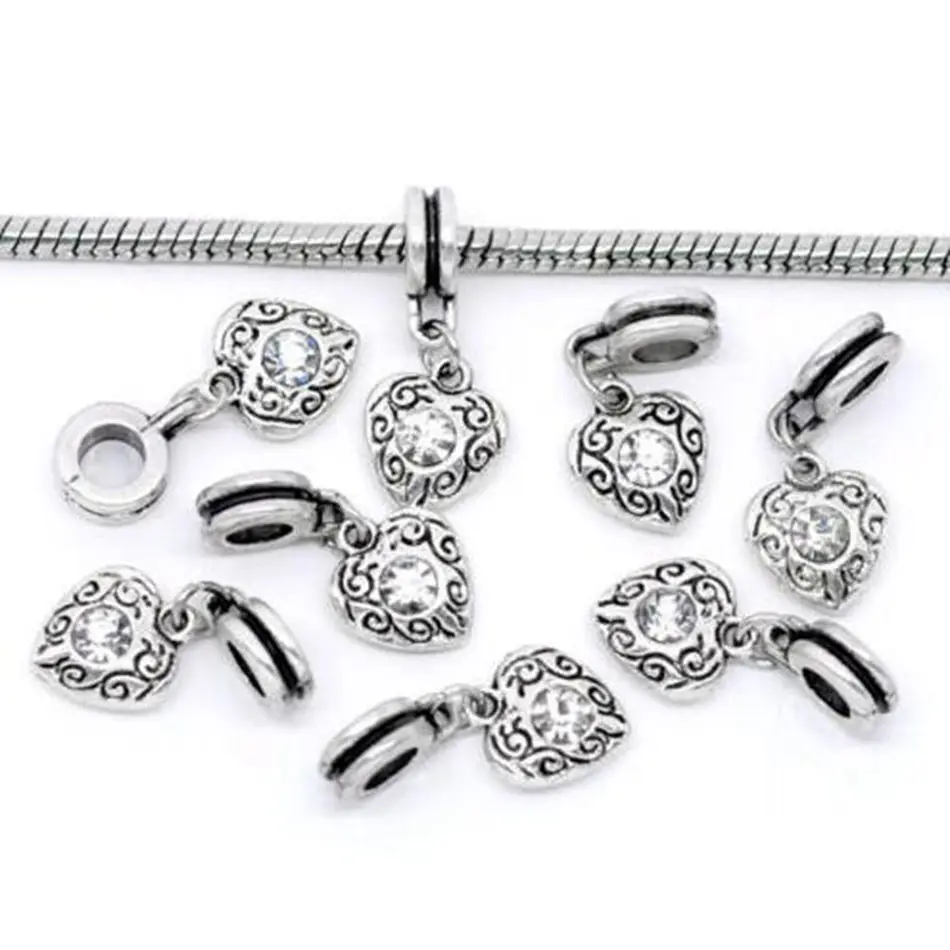 100 шт. цинковый сплав розовый октября камень сердце кулон из бисера для