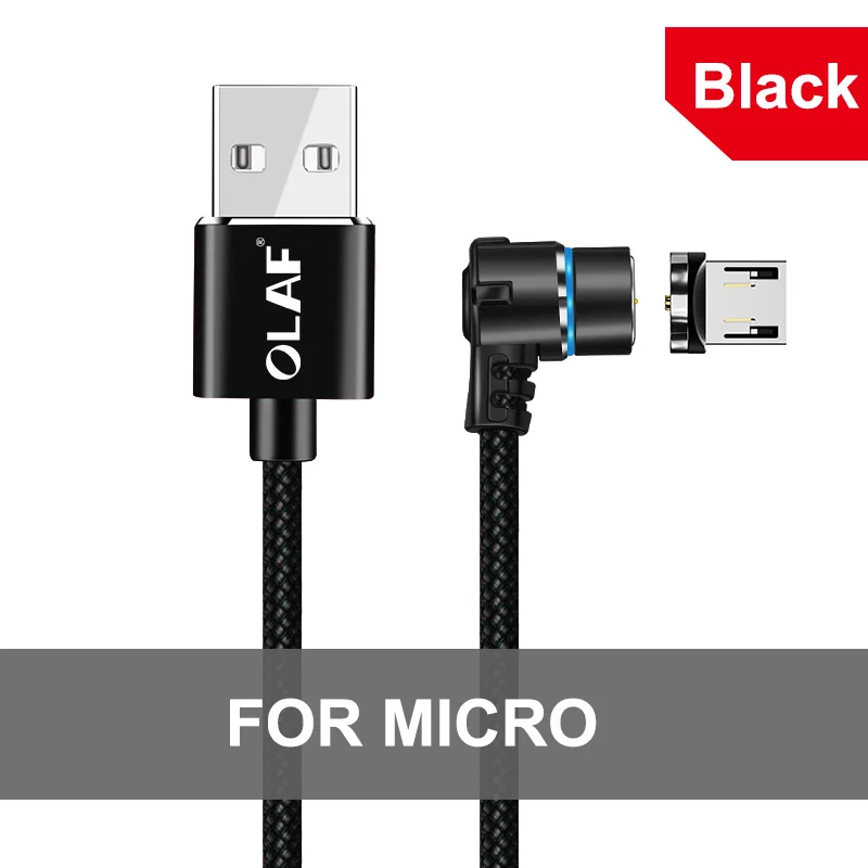 Microusb Black Olaf 1 м Магнитный Micro USB кабель для iPhone samsung Android мобильный телефон Быстрая зарядка usb type C кабель магнитное зарядное устройство провод шнур - Цвет: Microusb Black