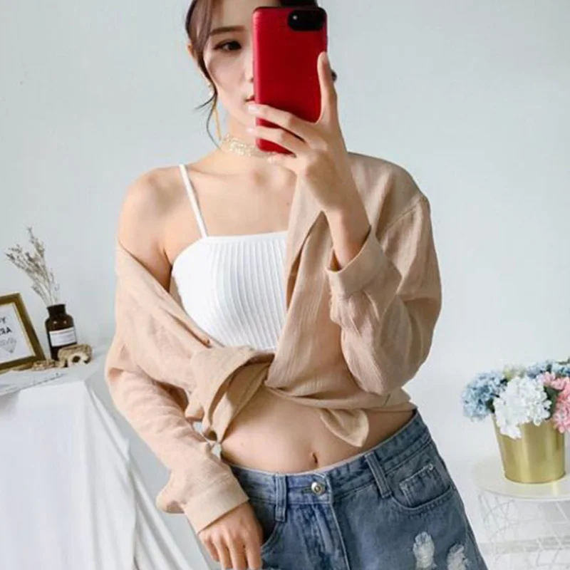 Женский укороченный бюстгальтер на бретелях спагетти без рукавов|Топы| |