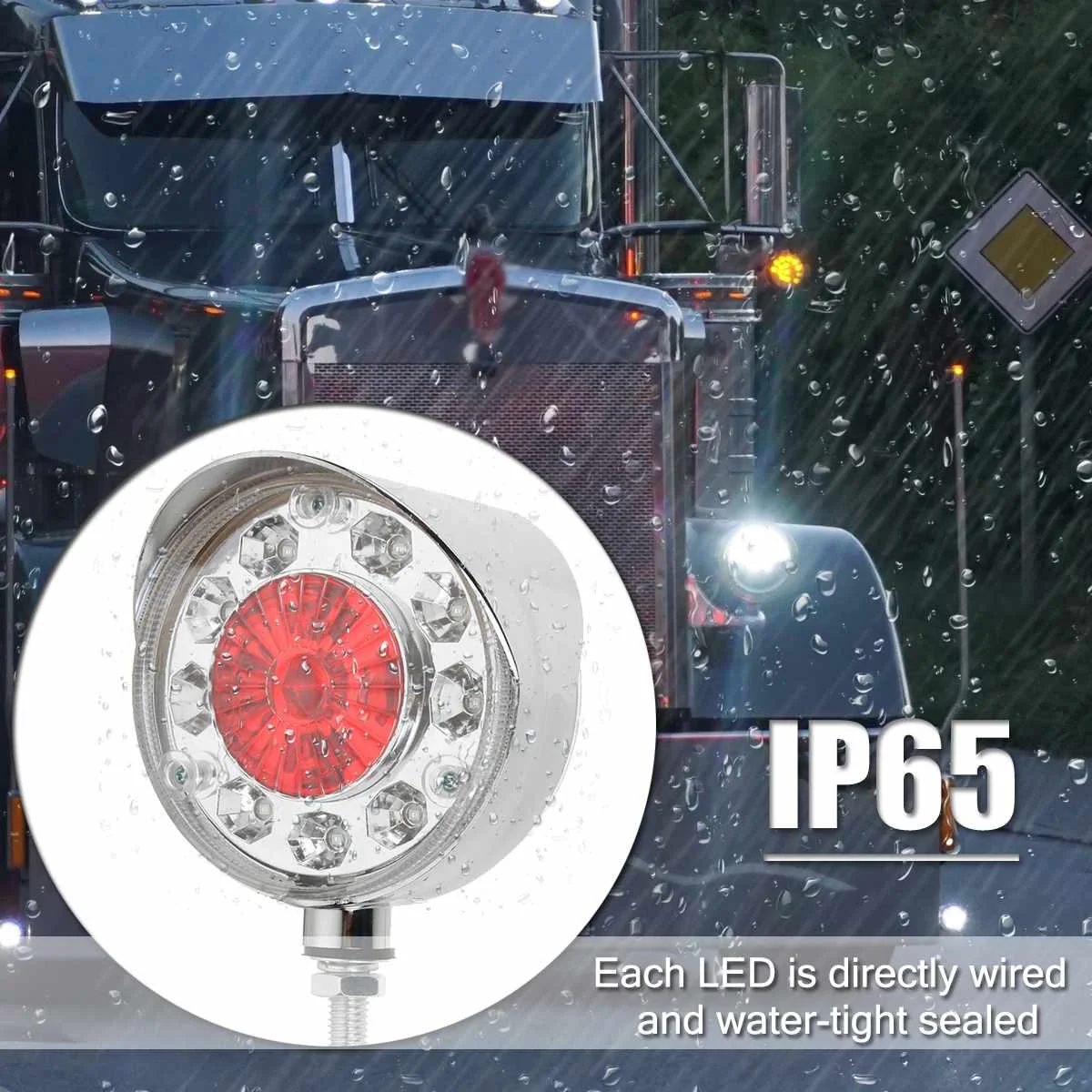 

2pcs 24V Double Face Red Yellow Stop Turn Signal Tail Light Lamp Side Marker Lights For Trucks Cars Trailers Tractors Buses Boat