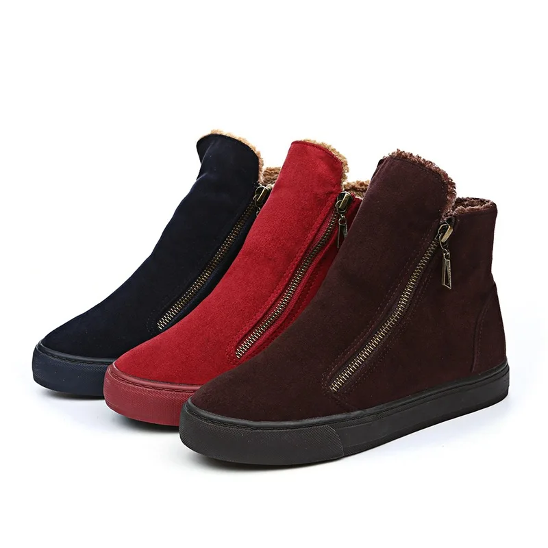 Новые женские ботинки зимние теплые ботильоны на платформе модные плоской