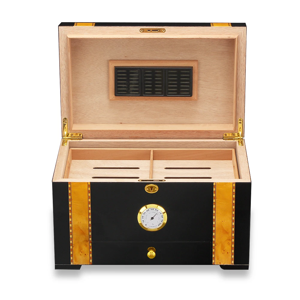 

Spain Cedar Wood Humidor Cabinet Cigar Box Home Luxury Fit 75 Cigar Humidor Box W/ Puro Accessories Hygrometer Humidifier