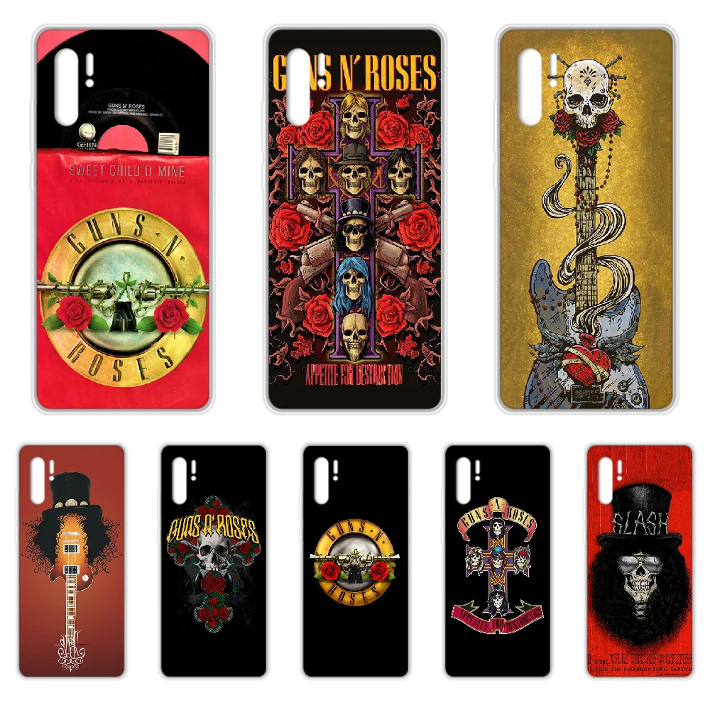 Чехол для телефона Rock Band Guns n'roses чехол HUAWEI p 8 9 10 20 30 40 P pro Smart 2017 2019 Z lite прозрачный