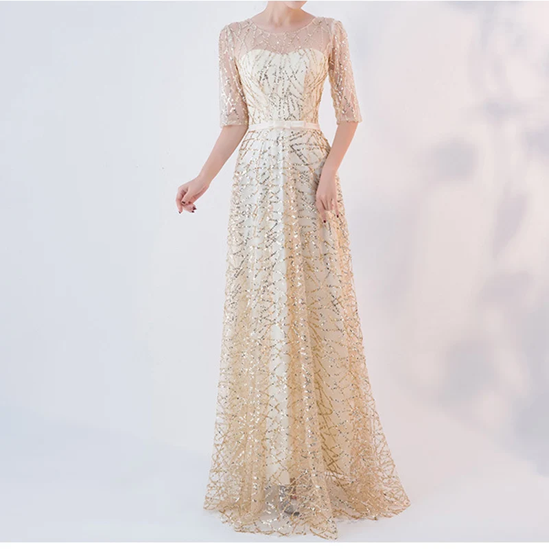 Светильник цвета шампанского/темно синего Длинные вечерние платья из тюля с