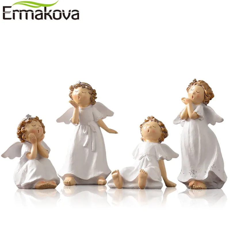 

ERMAKOVA Nordic Creative Angel Girl Figurine Ornaments Resin Crafts Living Rroom Home Desktop Decoration Accessories