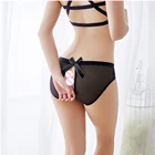 Сексуальные соблазнительные женские трусики, нижнее белье с открытой промежностью, нижнее белье, трусики, прозрачные женские бесшовные трусики с бантом, нижнее белье