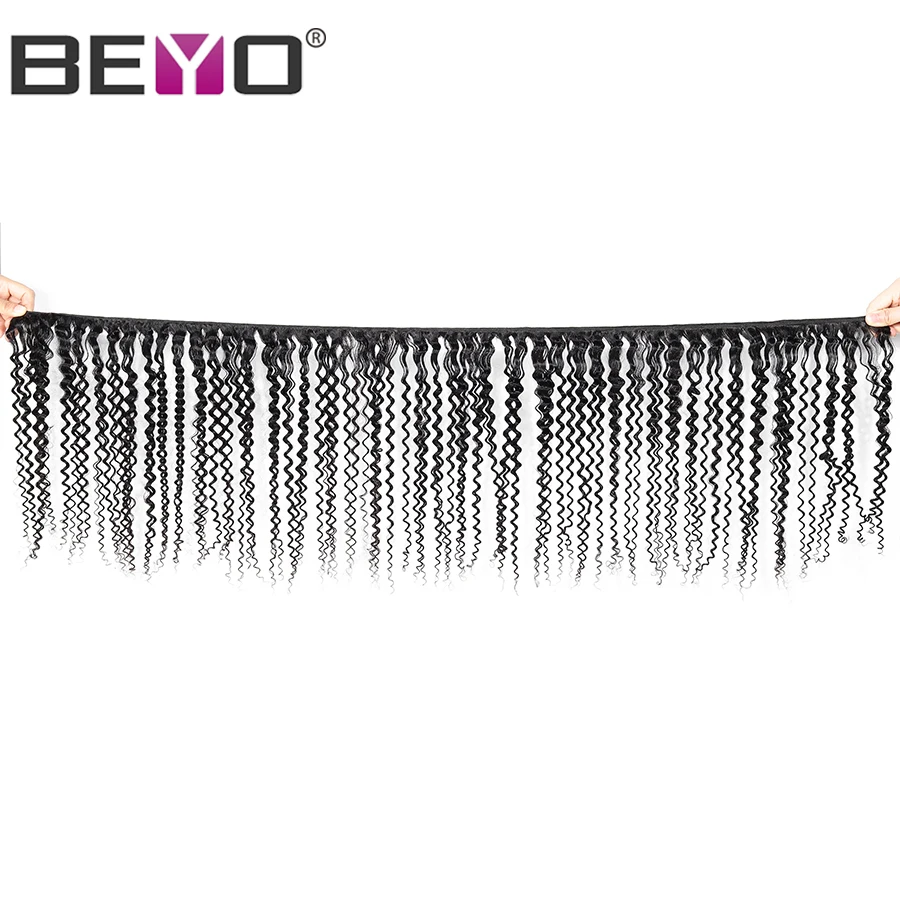 Beyo перуанские вьющиеся волосы пучки с фронтальным человеческие 3 пучка закрытием