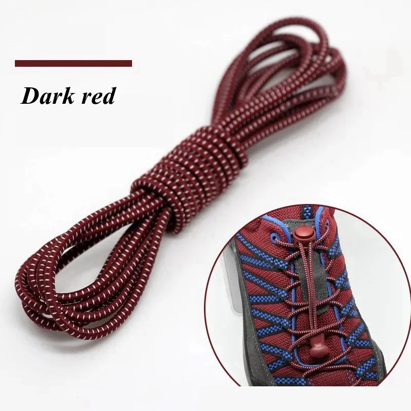 Dark red Спортивные эластичные шнурки, круглые фиксированные растягивающиеся шнурки, шнурки для детей и взрослых, аксессуары для обуви унисекс, шнурки для ленивых, 1 пара - Цвет: Dark red