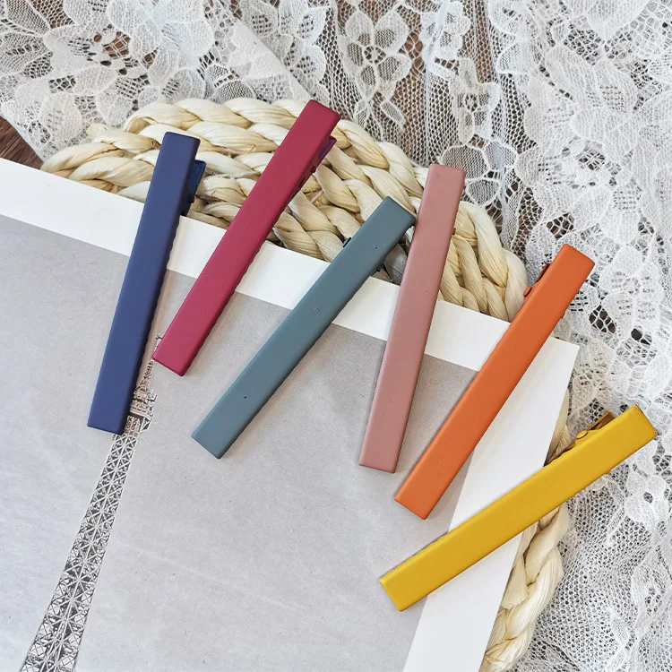 

Morandi Color Frosted Female Hairpin Simple Seamless Bangs Fixed Clip, Word Duckbill Side Clip, Fashion Wash Face Non-slip Clip