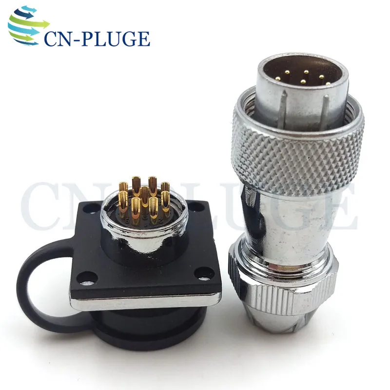 WS16 Series 9-pin Aviation Waterproof Connectors LED Power Cable Connector Male Plug Female Socket Rated Current 5A IP67 - купить по