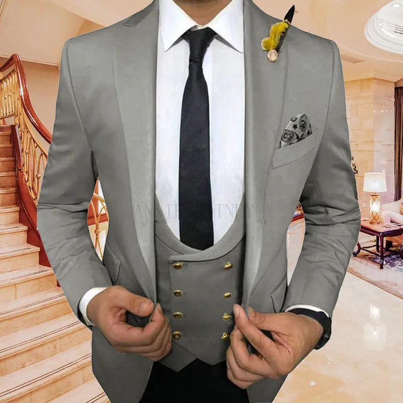 

Модный серый мужской костюм 3 предмета приталенные свадебные костюмы для жениха под заказ мужской смокинг приталенные мужские костюмы курт...