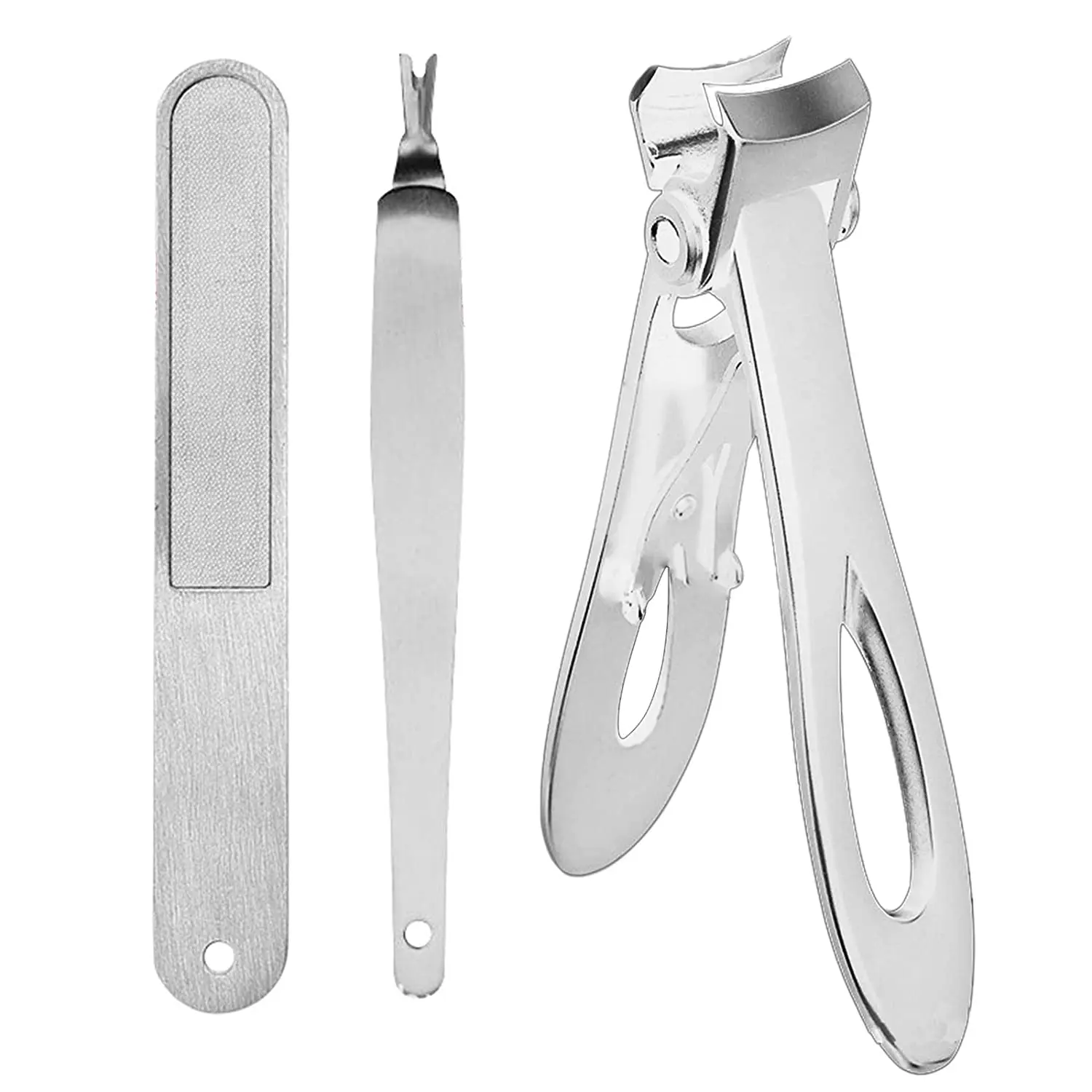 

Nail Clippers Set Stainless Steel with Separate Nail File and Cuticle Trimmer V-Shaped Dead Skin Fork for Finger Toe Thick Nails