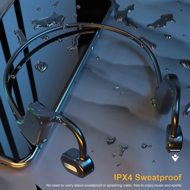 

Bluetooth-compatible Earphones Sports Wireless Headset Ear-hook Air Bone Conduction Principle Stereo IPX5 Waterproof With Mic