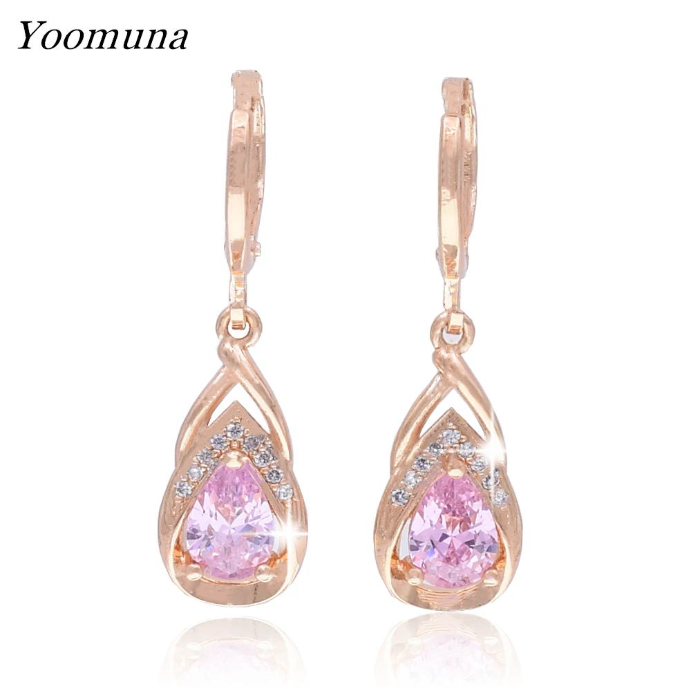Горячая Распродажа кубического циркония Висячие серьги для женщин розовое