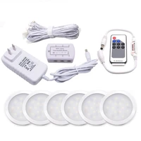Remote Control Led Under Cabinet Light 12V Dimmable Puck Lamp Kit Home Kitchen Showcase Wardrobe Cupboard Night Light
