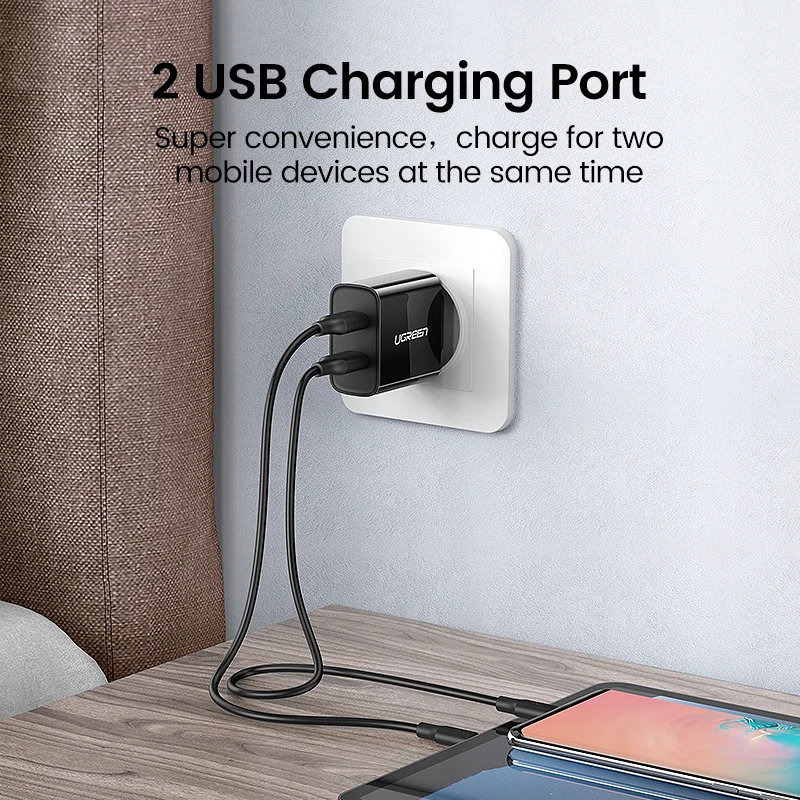 Ugreen 5V3. 4A Универсальное Зарядное Устройство USB Путешествия Зарядное Устройство Адаптер Портативный ЕС ВЕЛИКОБРИТАНИЯ Plug Смарт-Мобильный Телефон Зарядное Устройство для iPhone Tablet