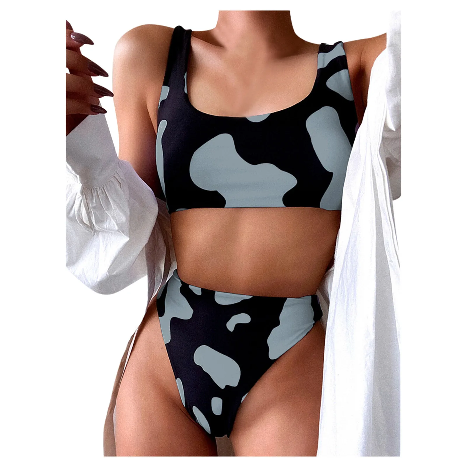 

Women Cow Print Bikini Set Fashion Sexy Swimwear Brazilian Push-Up Bikini Beachwear Girl Bikini