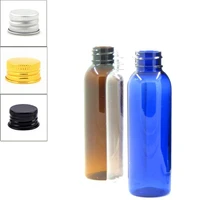 60ml empty cosmo round plastic bottle clearblueamber pet bottle with lined aluminum silvergold lid x 5