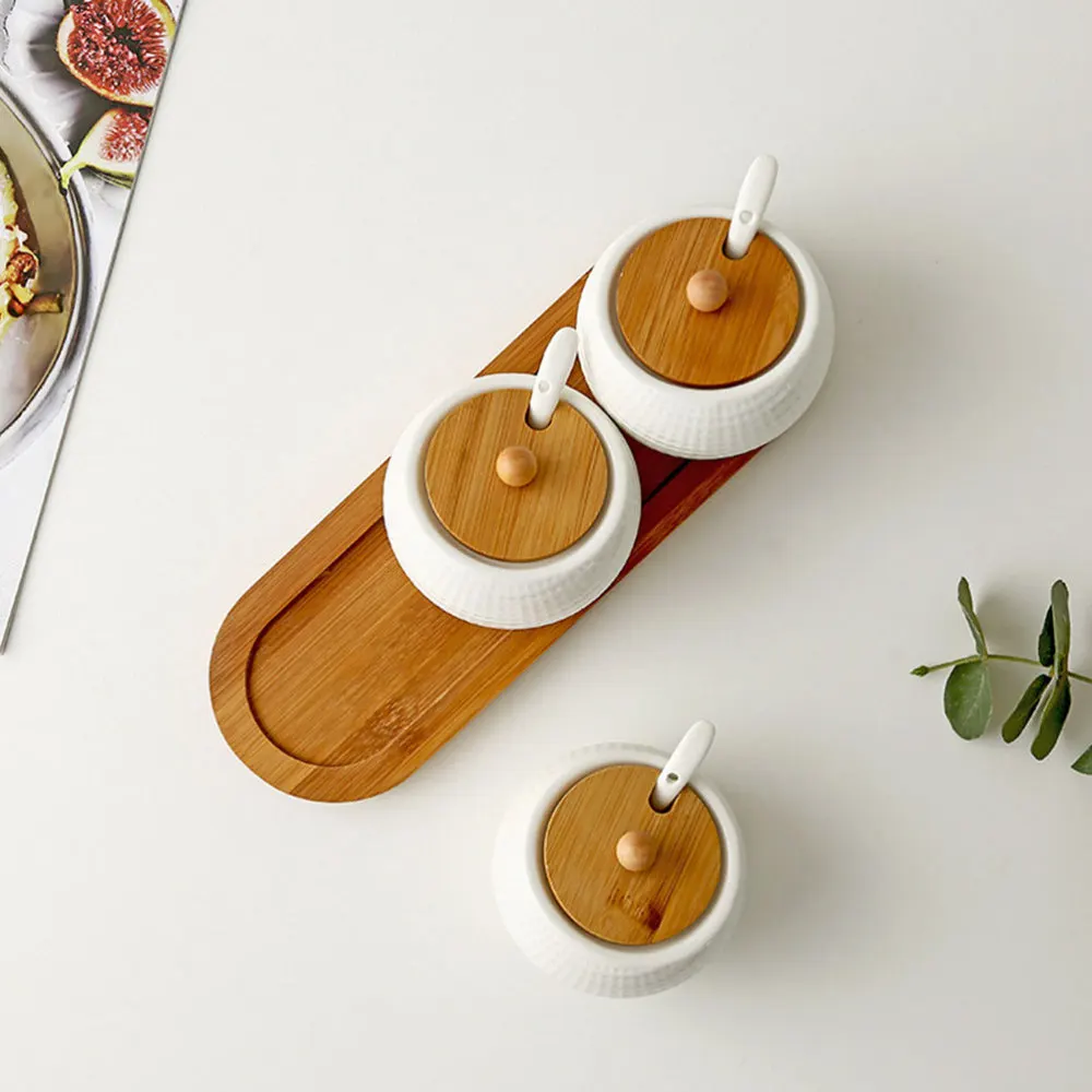 

1 Set Condiment Pots Seasoning Jars Condiment Jars Kitchen Supplies (White)