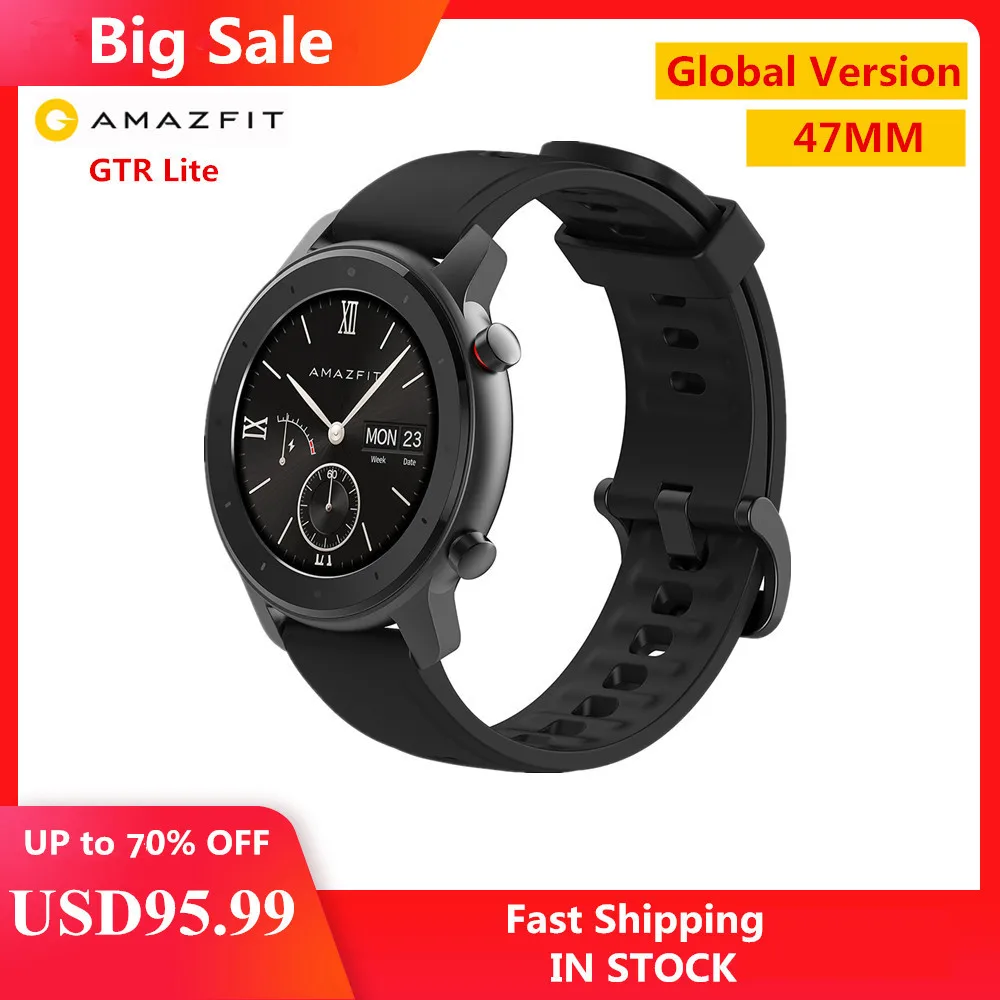 Глобальная версия Amazfit GTR Lite 47 мм Смарт-часы AMOLED BT5.0 5ATM водонепроницаемые 24 дня