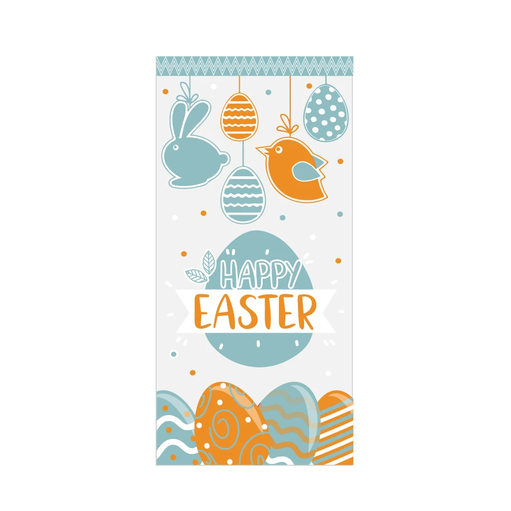 

50pcs Happy Easter Decor Rabbit Eggs Bags Transparent PVC Bags Food Packaging Bag Cookie Plastic Bags Candy Gift Bags