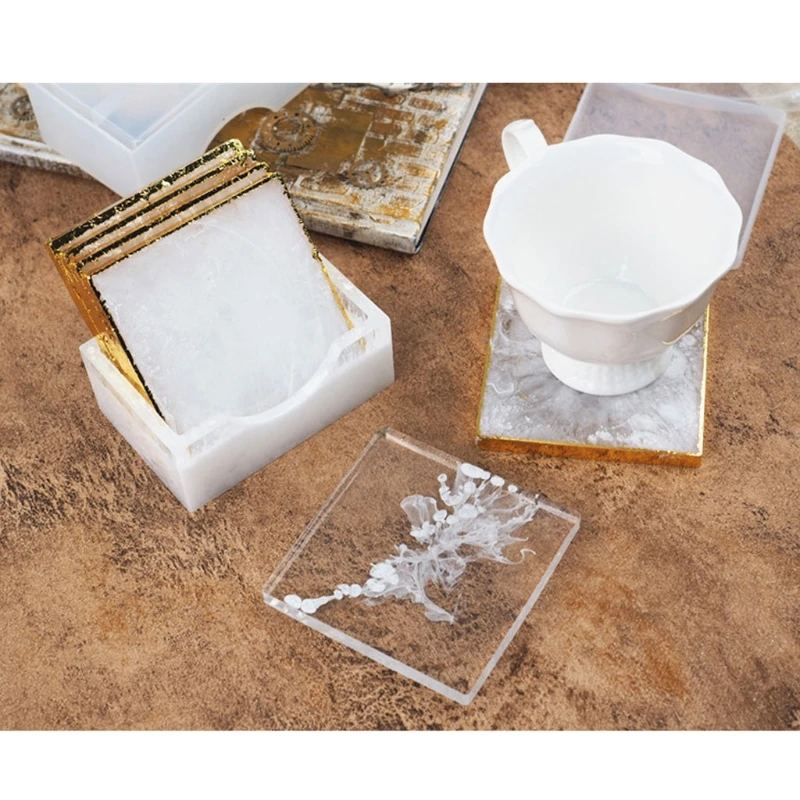 

10Pcs Silicone Coaster Molds for Resin Casting Epoxy Resin Coaster Molds Kit Including 4 Pcs Square 4 Pcs Round Coaster 85LB
