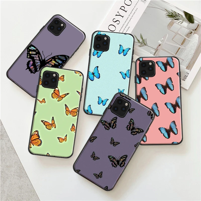 

Cute Flower Butterfly Phone Case For iPhone 11 12 Pro MAX 7 8 Plus X XR XS MAX SE 2020 12 Mini Funda Coque Carcasa Cases