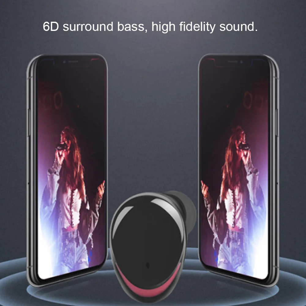 TWS беспроводные наушники IPX7 водонепроницаемые спортивные с Bluetooth HiFi Звук 6D