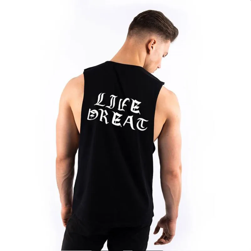 Спортивная одежда для мужчин майка с капюшоном бодибилдинг без рукавов