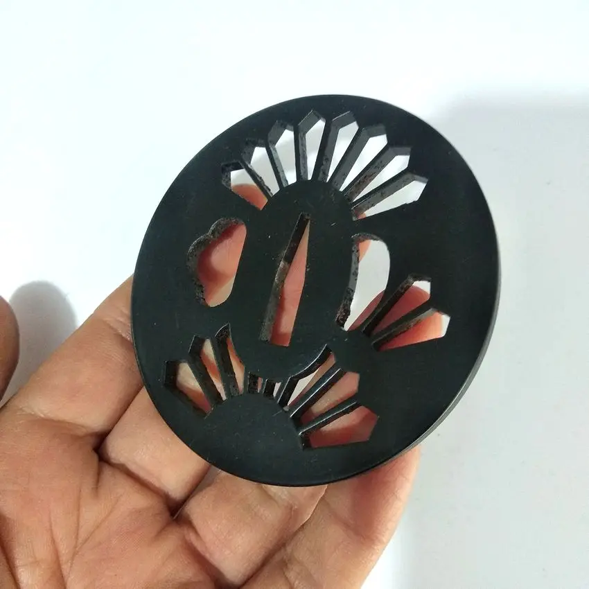 Кованая круглая часть меча Tsuba черные Фитинги Аксессуары для лезвия нож-край JP