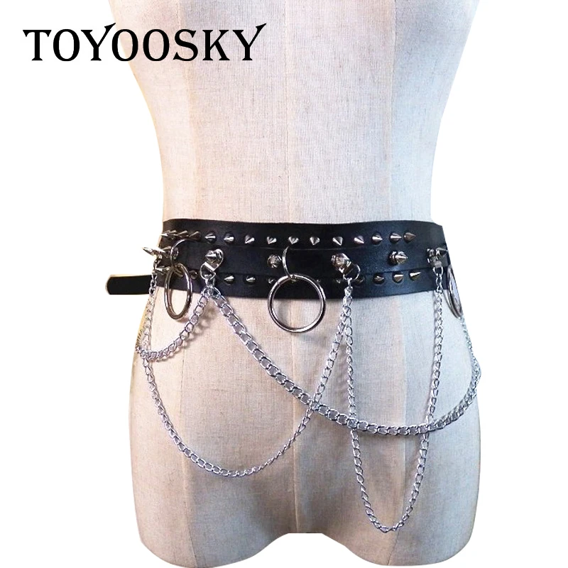 TOYOOSKY женский ремень из искусственной кожи с кисточками на цепочке в стиле панк