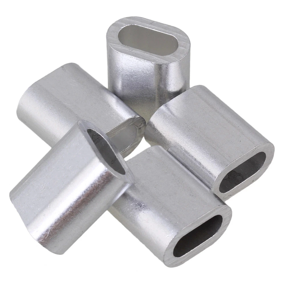 Серебристый Овальный Алюминиевый зажим 6 мм для проволоки Swage M6 набор из 20 |